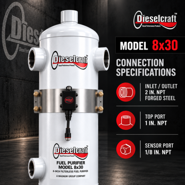 Dieselcraft 8x30 Fuel Purifier – 8-Inch Filterless