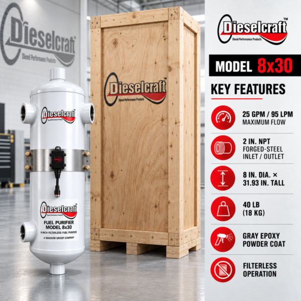 Dieselcraft 8x30 Fuel Purifier – 8-Inch Filterless