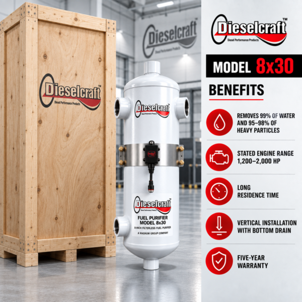 Dieselcraft 8x30 Fuel Purifier – 8-Inch Filterless