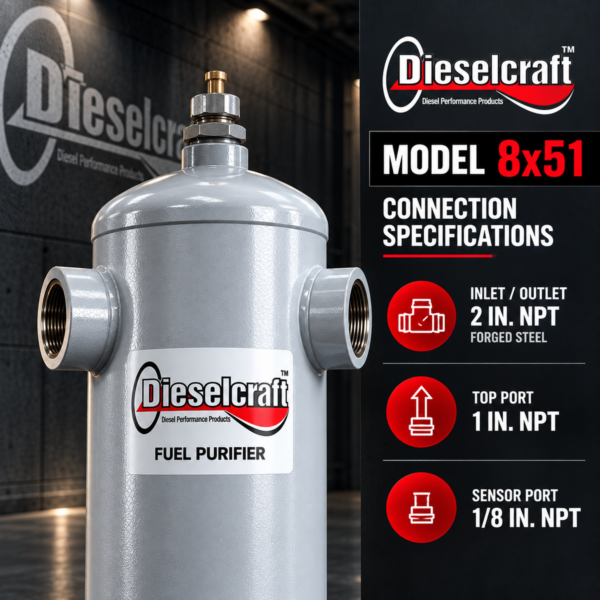Dieselcraft 8x51 Fuel Purifier – 8-Inch Filterless