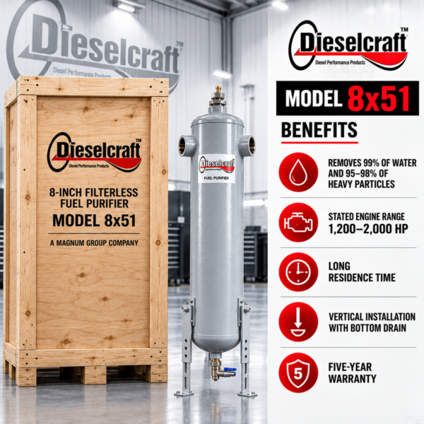 Dieselcraft 8x51 Fuel Purifier – 8-Inch Filterless