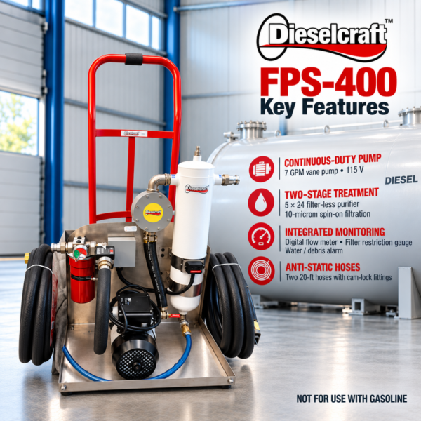 Dieselcraft FPS-400 diesel fuel polishing system - features