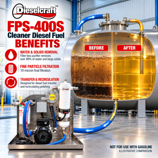 Dieselcraft FPS-400S stationary fuel polishing system - benefits