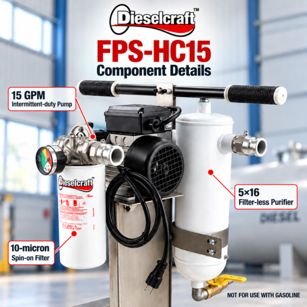 Dieselcraft FPS-HC15 compact diesel fuel polishing system - detail view
